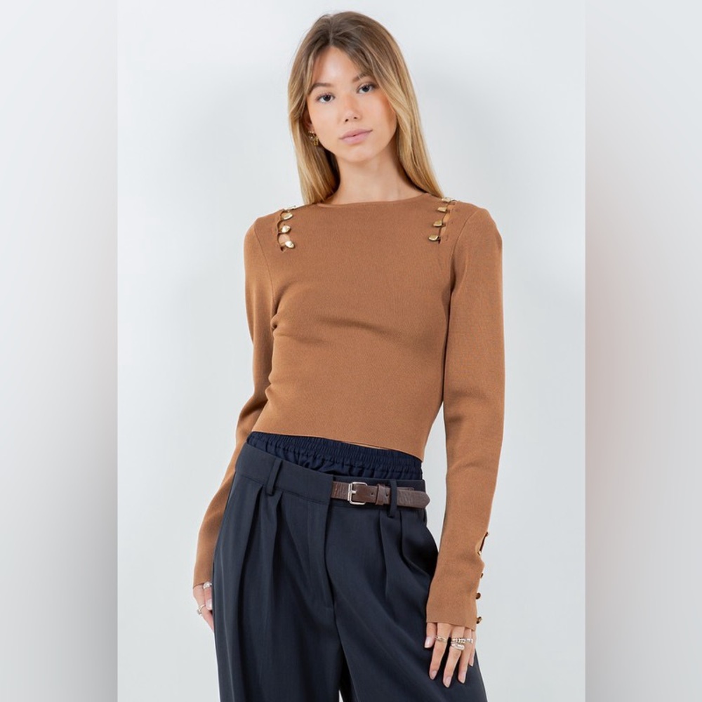 NWOT Abstract Button Detail Knit Sweater